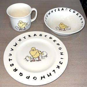 Vintage L. Katzenstein Alphabet Child cup, bowl, and plate keepsake baby’s first